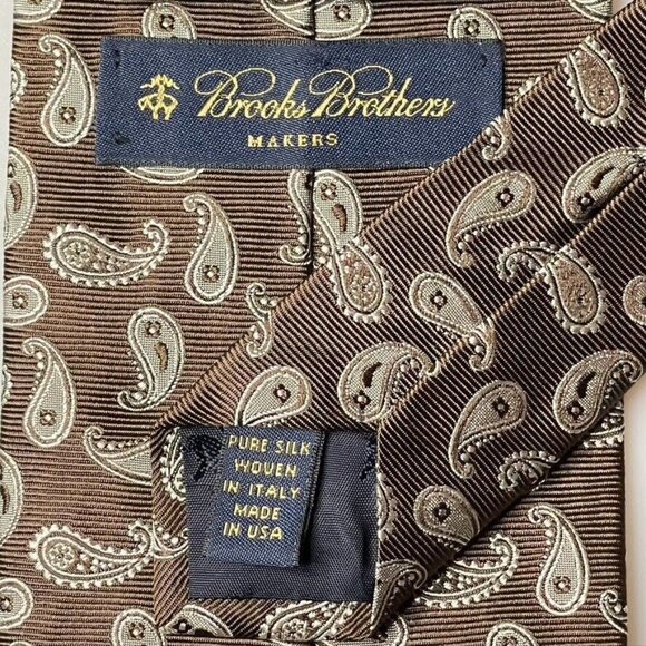 Brooks Brothers Paisley Silk Tie Brown - Picture 6 of 7